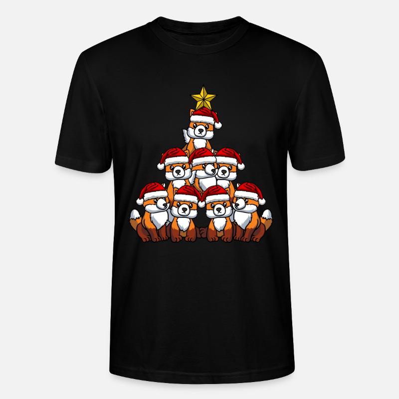 Fox Christmas Tree - Stanley/Stella CRAFTER Unisex Organic T-Shirt - black