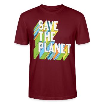 Save The Planet Earth Day Retro - Stanley/Stella Unisex Bio-T-Shirt CRAFTER - Burgunderrot - Vorne - Alina (178cm) & Michal (187cm)