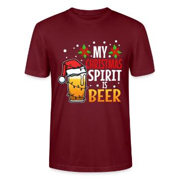 My christmas spirit is Beer - Stanley/Stella Unisex Bio-T-Shirt CRAFTER - Burgunderrot - Vorne - Alina (178cm) & Michal (187cm)