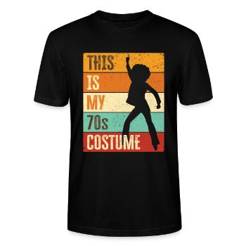 70er Jahre Siebziger 1970er Party Disco Kostüm - Stanley/Stella Unisex Bio-T-Shirt CRAFTER - Schwarz - Vorne - Alina (178cm) & Michal (187cm)