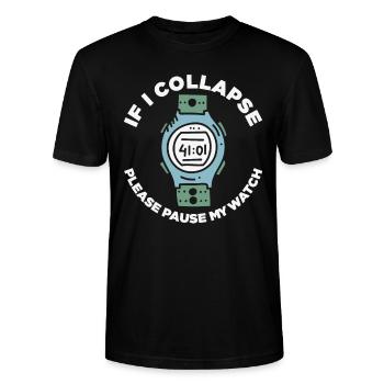 Si je m’effondre s’il vous plaît mettre en pause ma montre rétro - T-shirt bio CRAFTER Stanley Stella Unisexe - noir - Devant - Alina (178cm) & Michal (187cm)