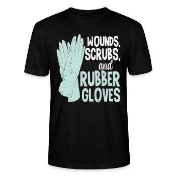 Plaies, gommages et gants en caoutchouc Doctors Vintage - T-shirt bio CRAFTER Stanley Stella Unisexe - noir - Devant - Alina (178cm) & Michal (187cm)