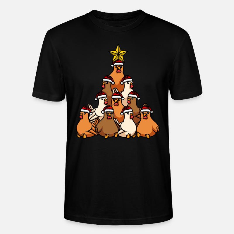 Weihnachtsbaum Huhn - Stanley/Stella Unisex Bio-T-Shirt CRAFTER - Schwarz