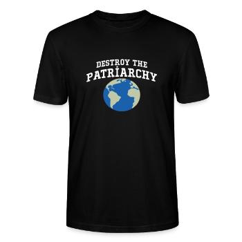 Destroy The Patriarchy - Stanley/Stella CRAFTER Unisex Organic T-Shirt - black - Front - Alina (178cm) & Michal (187cm)
