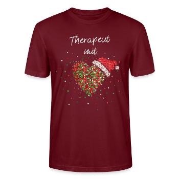 Therapeut mit Herz Weihnachtsoutfit Adventszeit - Stanley/Stella Unisex Bio-T-Shirt CRAFTER - Burgunderrot - Vorne - Alina (178cm) & Michal (187cm)