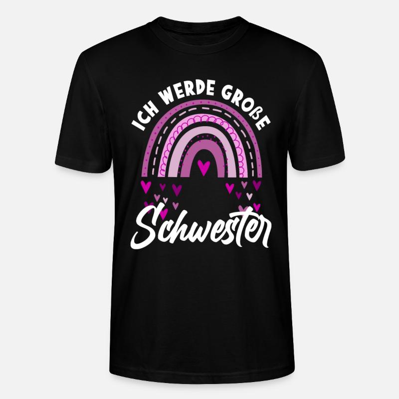 Ich Werde Große Schwester Regenbogen - Stanley/Stella Unisex Bio-T-Shirt CRAFTER - Schwarz
