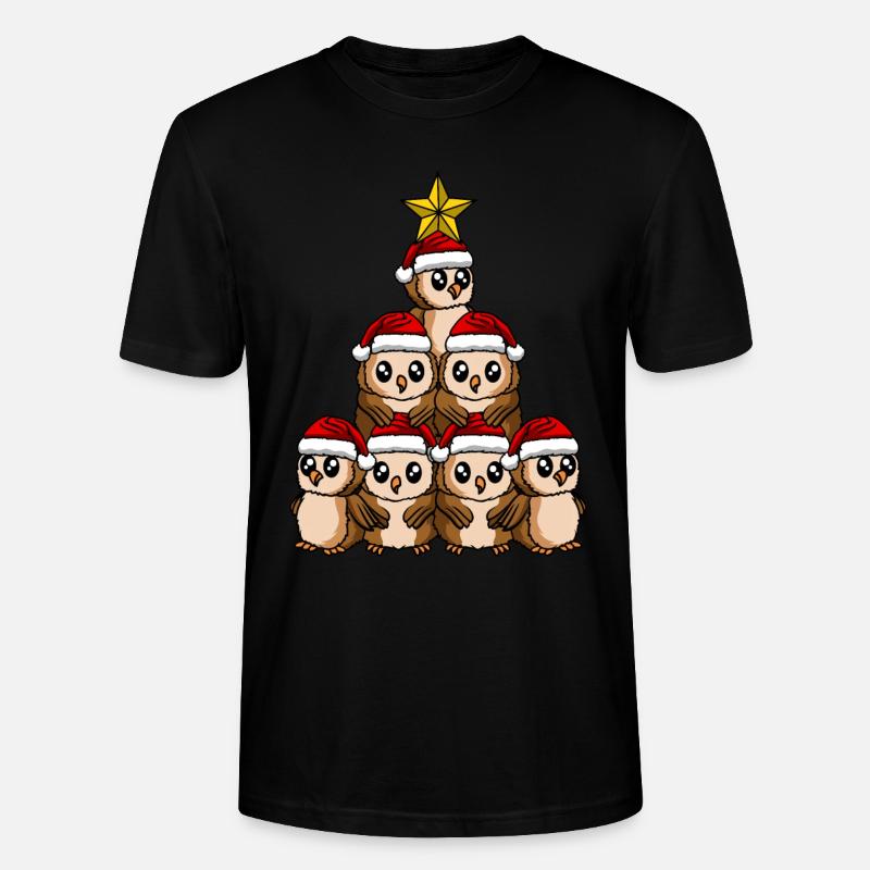 Arbre de Noël Owl - T-shirt bio CRAFTER Stanley Stella Unisexe - noir