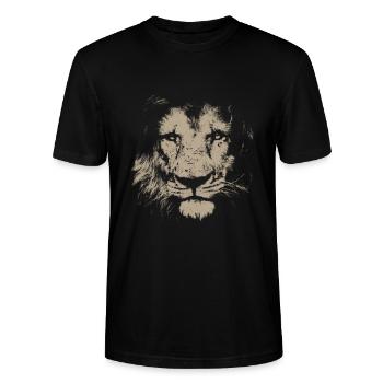 LION LION'S HEAD LION'S MANE AFRICA WILDCAT LION - Stanley/Stella CRAFTER Unisex Organic T-Shirt - black - Front - Alina (178cm) & Michal (187cm)