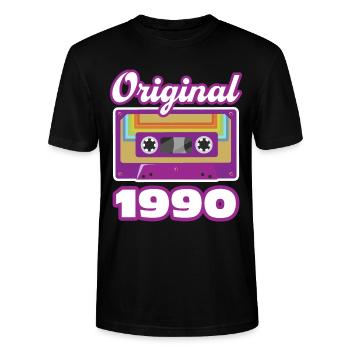 1990 Jahrgang Baujahr Geburtsjahr - Stanley/Stella Unisex Bio-T-Shirt CRAFTER - Schwarz - Vorne - Alina (178cm) & Michal (187cm)