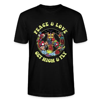Hippie Tshirt Mouvement pour la Paix Woodstock Boho Groove - T-shirt bio CRAFTER Stanley Stella Unisexe - noir - Devant - Alina (178cm) & Michal (187cm)