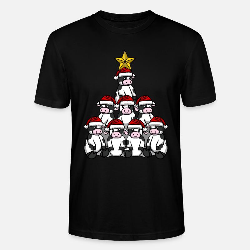 Kuh Weihnachtsbaum - Stanley/Stella Unisex Bio-T-Shirt CRAFTER - Schwarz