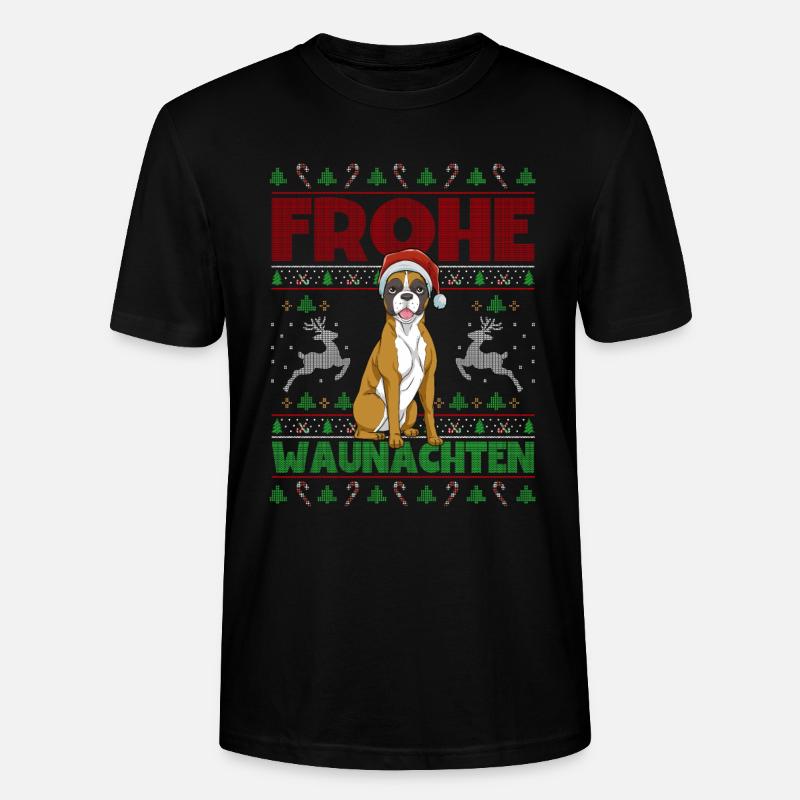 Frohe Weihnachten Boxer - Stanley/Stella Unisex Bio-T-Shirt CRAFTER - Schwarz