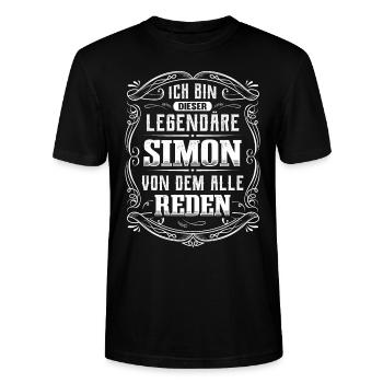 Ich bin dieser legendäre Simon - Stanley/Stella Unisex Bio-T-Shirt CRAFTER - Schwarz - Vorne - Alina (178cm) & Michal (187cm)