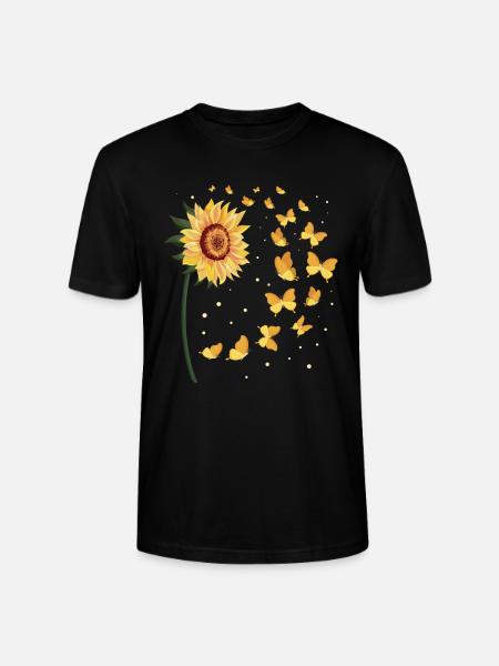 Solsikke sommerfugle - Stanley Stella CRAFTER unisex økologisk-T-shirt - sort