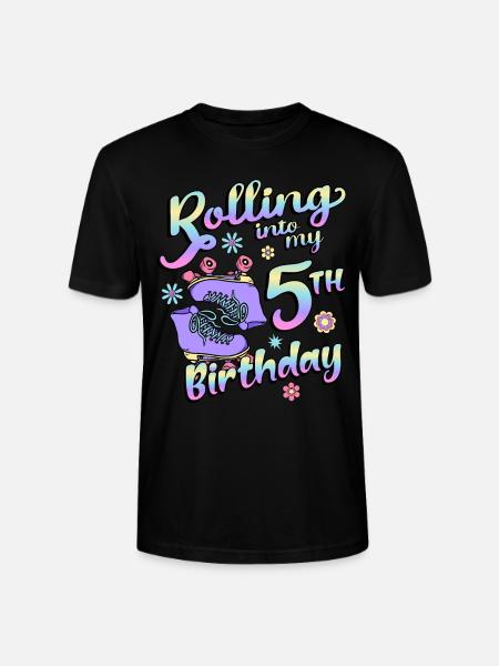 Rolling Into My 5th Birthday Quad Skater - Stanley/Stella CRAFTER Unisex Organic T-Shirt - black