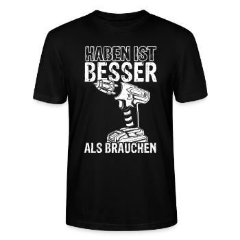 Akkschrauber Werkzeug Handwerker Heimwerker Spruch - Stanley/Stella Unisex Bio-T-Shirt CRAFTER - Schwarz - Vorne - Alina (178cm) & Michal (187cm)