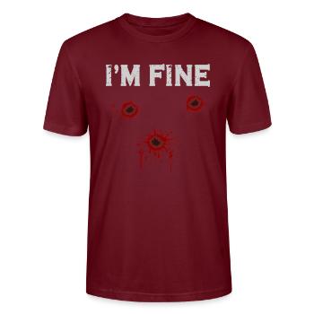 Halloween Bullet Holes Costume - Stanley/Stella CRAFTER Unisex Organic T-Shirt - burgundy - Front - Alina (178cm) & Michal (187cm)