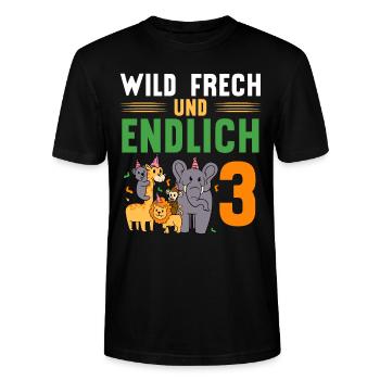 Wild Frech und Endlich 3 Jahre, 3. Geburtstag - Stanley/Stella Unisex Bio-T-Shirt CRAFTER - Schwarz - Vorne - Alina (178cm) & Michal (187cm)