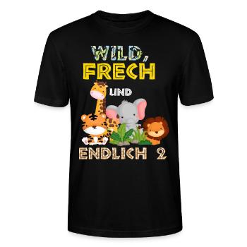 Wild Frech und Endlich 2 Jahre, 2. Geburtstag - Stanley/Stella Unisex Bio-T-Shirt CRAFTER - Schwarz - Vorne - Alina (178cm) & Michal (187cm)