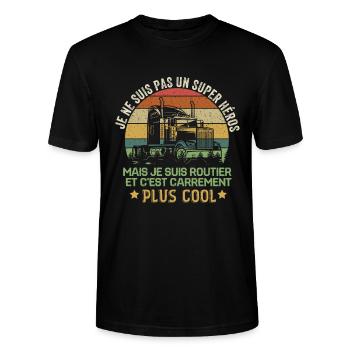 Chauffeur routier , cadeau pour chauffeur routier - T-shirt bio CRAFTER Stanley Stella Unisexe - noir - Devant - Alina (178cm) & Michal (187cm)