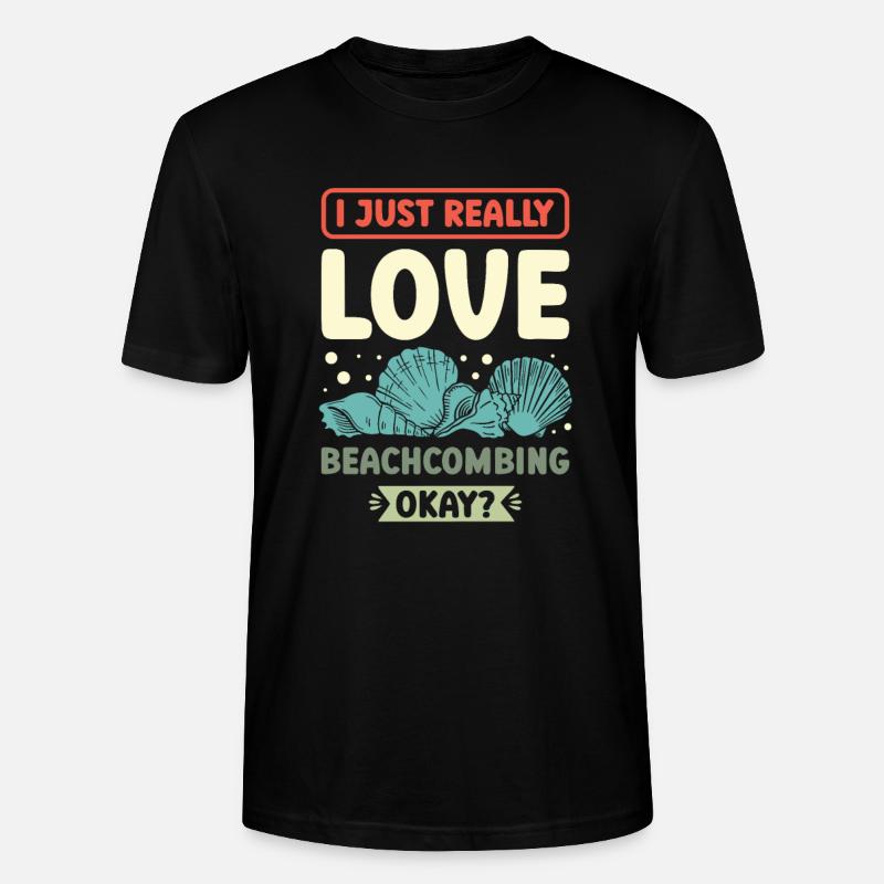 I love Beachcombing Beachcomber - Stanley/Stella CRAFTER Unisex Organic T-Shirt - black