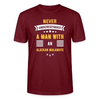 Alaskan Malamute Hund - Stanley/Stella Unisex Bio-T-Shirt CRAFTER - Burgunderrot - Vorne - Alina (178cm) & Michal (187cm)