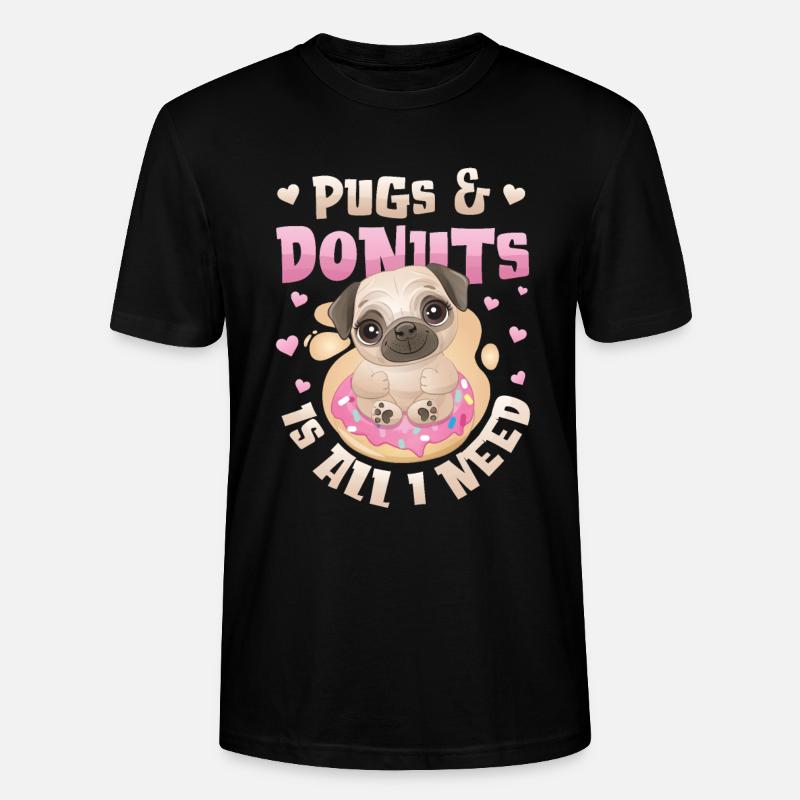 Mops Donut Lover Mädchen - Stanley/Stella Unisex Bio-T-Shirt CRAFTER - Schwarz