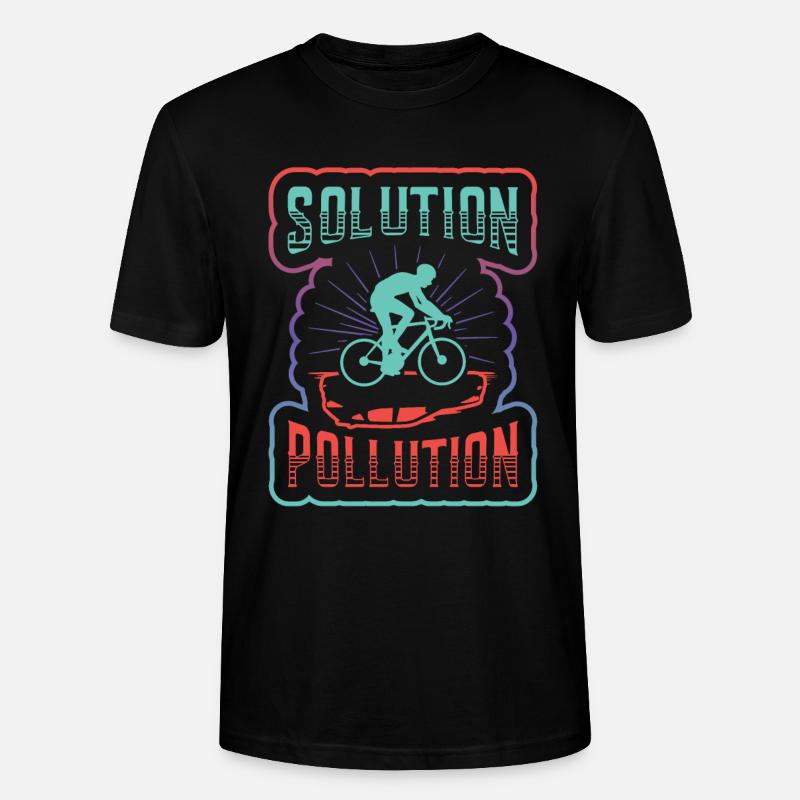 Polution Solution Environmental Protection Cycling. - Stanley/Stella CRAFTER Unisex Organic T-Shirt - black