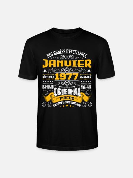 JANVIER 1977 | ORIGINAL PIÈCES - T-shirt bio CRAFTER Stanley Stella Unisexe - noir