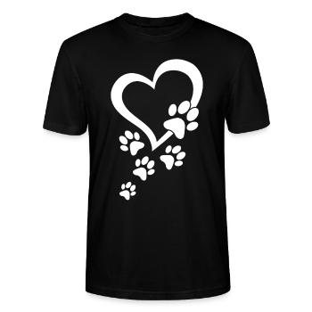 Patte de chien Cœur de bébé chiens - Pattes de chien Cœurs Patte de chien - T-shirt bio CRAFTER Stanley Stella Unisexe - noir - Devant - Alina (178cm) & Michal (187cm)