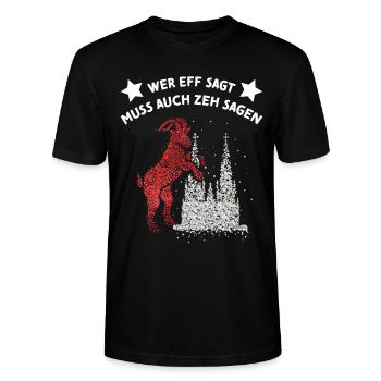Kölner Dom Rot Weiss Rut Wies Fussball Karnevalist - Stanley/Stella Unisex Bio-T-Shirt CRAFTER - Schwarz - Vorne - Alina (178cm) & Michal (187cm)