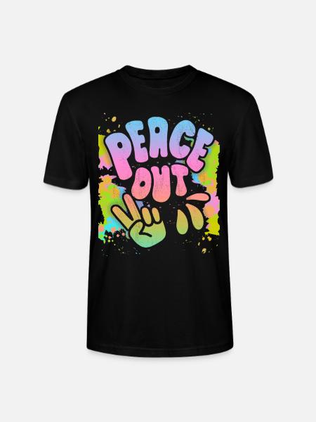 Peace-Out, Frieden-Symbol Friedenszeichen, 70er - Stanley/Stella Unisex Bio-T-Shirt CRAFTER - Schwarz