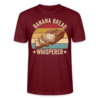 Funny bread baker - Stanley/Stella CRAFTER Unisex Organic T-Shirt - burgundy - Front - Alina (178cm) & Michal (187cm)