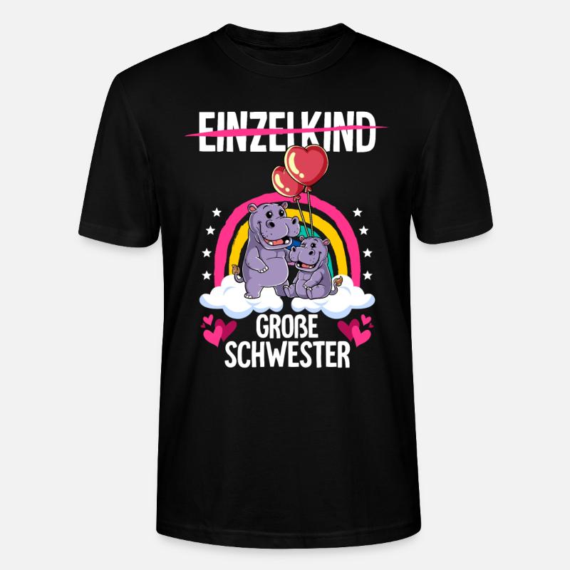 Ich werde Große Schwester Nilpferde - Stanley/Stella Unisex Bio-T-Shirt CRAFTER - Schwarz