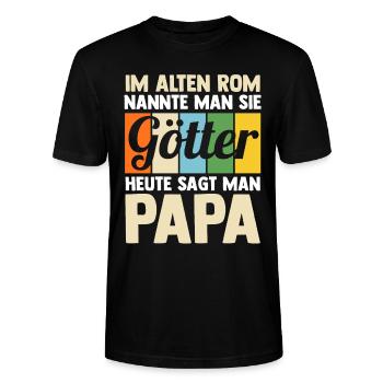 Vater Papi Papa - Stanley/Stella Unisex Bio-T-Shirt CRAFTER - Schwarz - Vorne - Alina (178cm) & Michal (187cm)