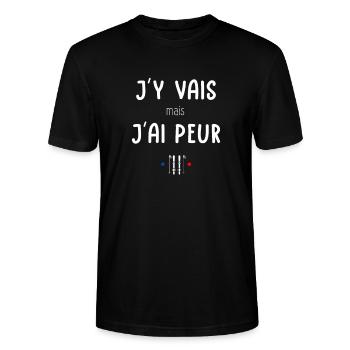 J'y vais mais j'ai peur - Réplique culte - Skieuse - T-shirt bio CRAFTER Stanley Stella Unisexe - noir - Devant - Alina (178cm) & Michal (187cm)