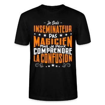 Je Suis Inséminateur Pas Magicien - T-shirt bio CRAFTER Stanley Stella Unisexe - noir - Devant - Alina (178cm) & Michal (187cm)