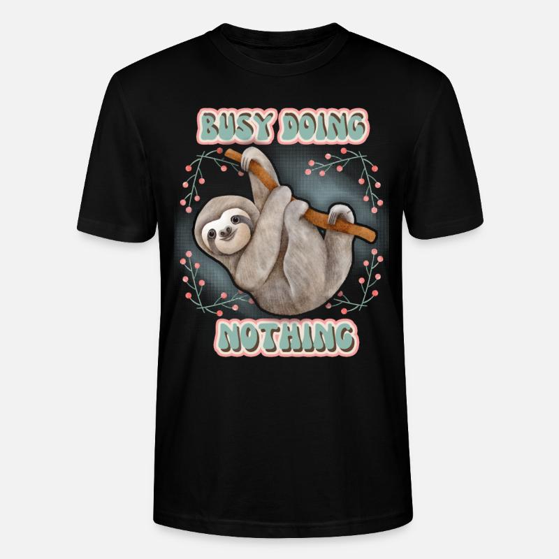 Faultier, Sloth, lustiger Spruch Doing-Nothing - Stanley/Stella Unisex Bio-T-Shirt CRAFTER - Schwarz