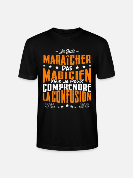 Je Suis maraîcher Pas Magicien - T-shirt bio CRAFTER Stanley Stella Unisexe - noir