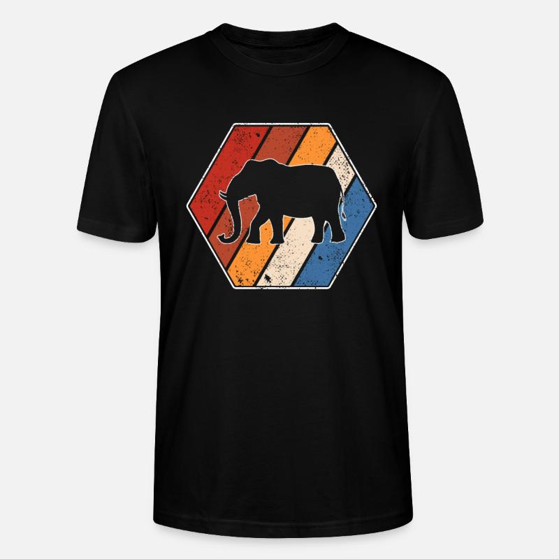 Elefant Retro - Stanley/Stella Unisex Bio-T-Shirt CRAFTER - Schwarz