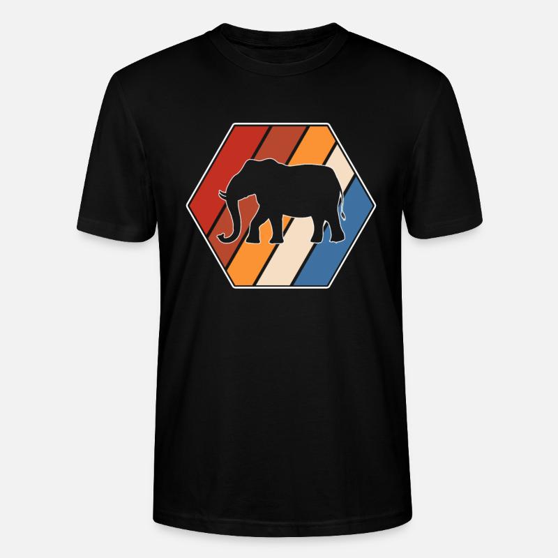 Elefant Retro - Stanley/Stella Unisex Bio-T-Shirt CRAFTER - Schwarz