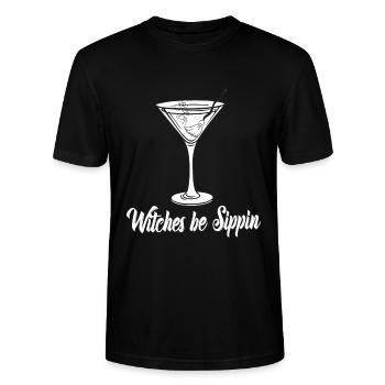 Witches Be Sippin Witch Squad Wine Glass Halloween - Stanley/Stella Unisex Bio-T-Shirt CRAFTER - Schwarz - Vorne - Alina (178cm) & Michal (187cm)