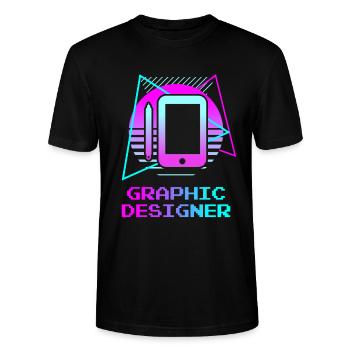 Retro Graphic Designer Graphic Design - Stanley/Stella Unisex Bio-T-Shirt CRAFTER - Schwarz - Vorne - Alina (178cm) & Michal (187cm)