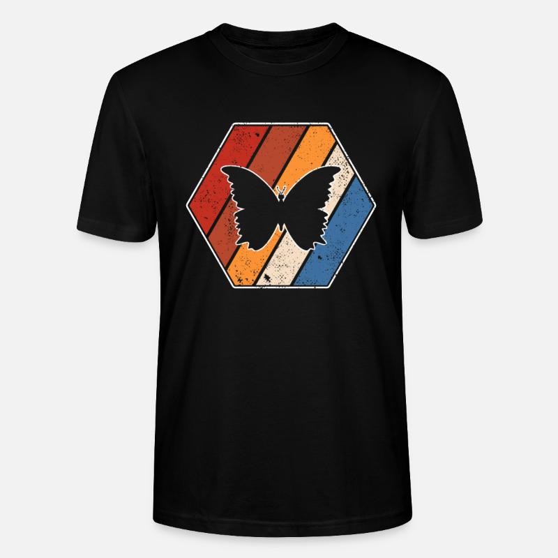 Schmetterling Retro - Stanley/Stella Unisex Bio-T-Shirt CRAFTER - Schwarz