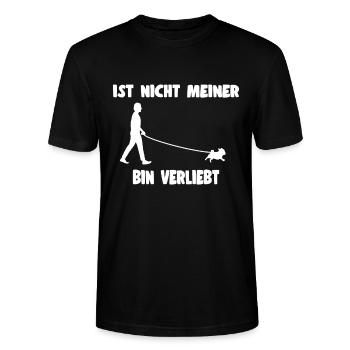 Nicht Meiner Bin Verliebt Herrchen Geschenkidee - Stanley/Stella Unisex Bio-T-Shirt CRAFTER - Schwarz - Vorne - Alina (178cm) & Michal (187cm)