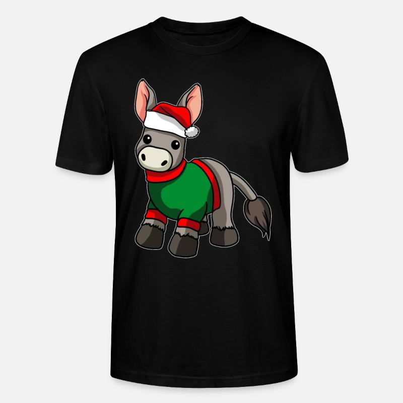 Âne avec pull de Noël - T-shirt bio CRAFTER Stanley Stella Unisexe - noir