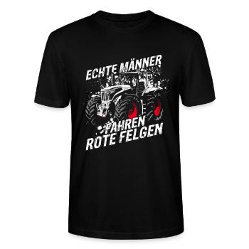 Traktor Landwirt Trecker Echte Männer fahren rote - Stanley/Stella Unisex Bio-T-Shirt CRAFTER - Schwarz - Vorne - Alina (178cm) & Michal (187cm)