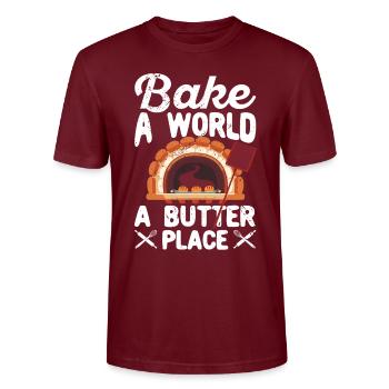 Funny bread baker - Stanley/Stella CRAFTER Unisex Organic T-Shirt - burgundy - Front - Alina (178cm) & Michal (187cm)