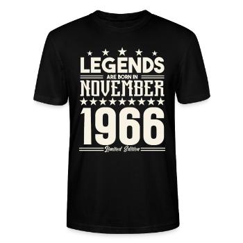 Legenden werden im November 1966 geboren.Geschenkjubiläum - Stanley/Stella Unisex Bio-T-Shirt CRAFTER - Schwarz - Vorne - Alina (178cm) & Michal (187cm)