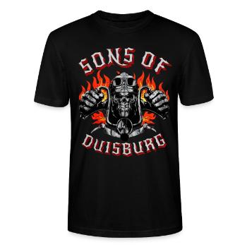 Duisbourg Motard Geschenk fils de Duisbourg - T-shirt bio CRAFTER Stanley Stella Unisexe - noir - Devant - Alina (178cm) & Michal (187cm)